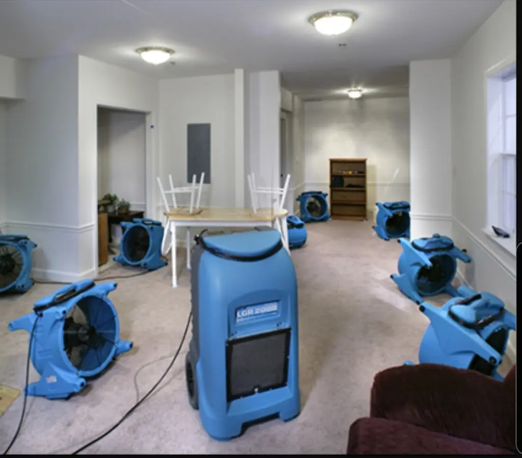 Air movers and dehumidifier setup for Water Extraction & Removal in West Rancho Dominguez